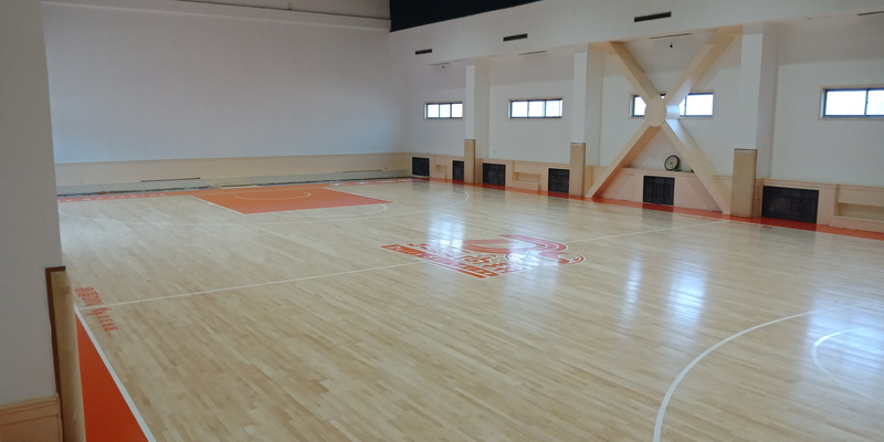 北方溫泉會(huì )議中心籃球場(chǎng)運動(dòng)木地板施工案例6